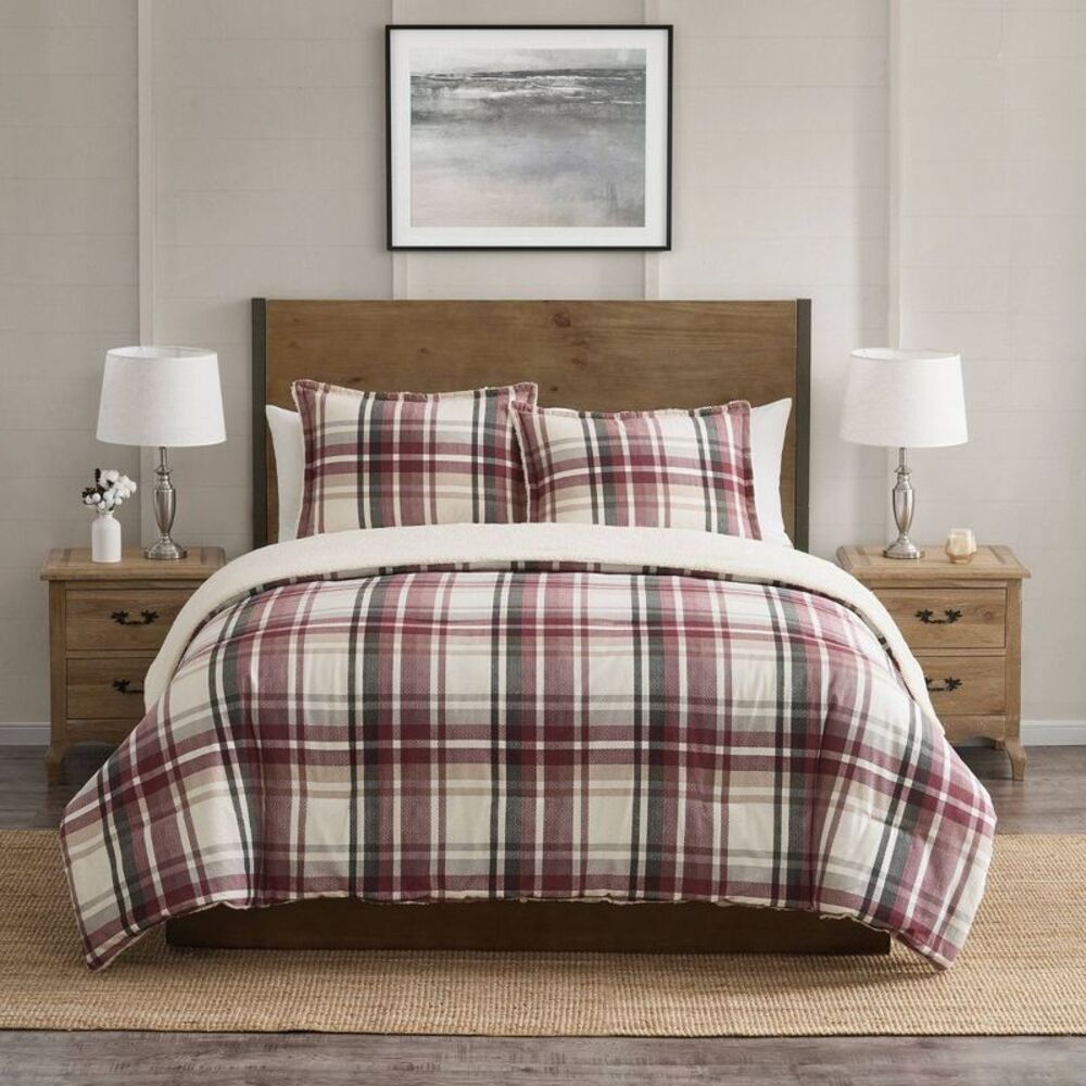 VCNY -  3pc Full/Queen Plaid Cotton Reverse to Comfor Plaid